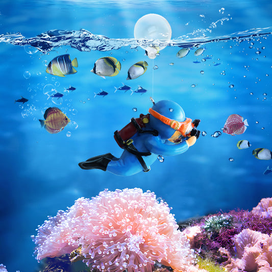 Floating Anime Diver Aquarium Ornament - Creative Suspended Fish Tank Decoration