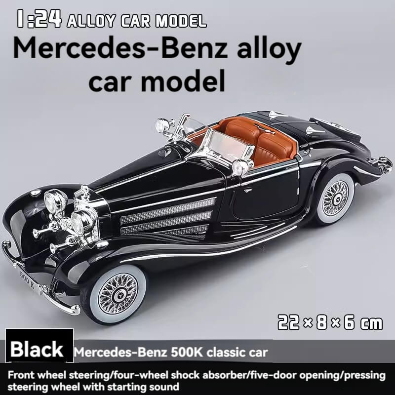 1/24 Scale Mercedes-Benz 500K Alloy Model Car with Sound and Light Features