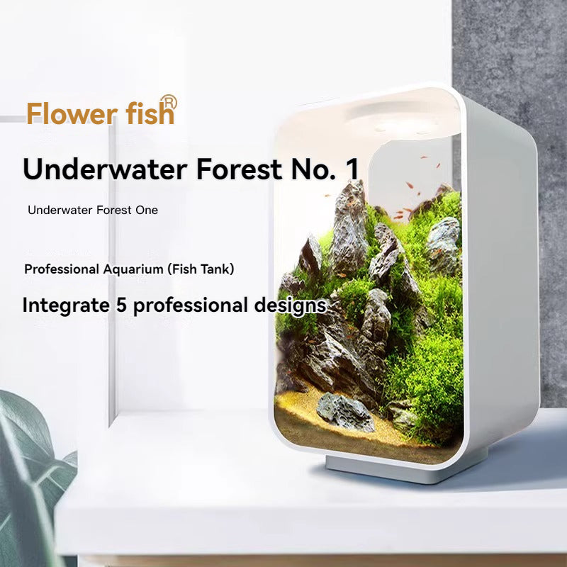 Elegant Flower Betta Fish Tank - Compact Ultra White Acrylic Glass for Desktop