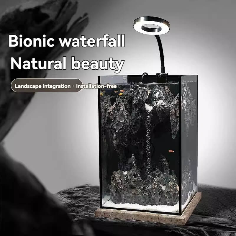 Eco-Friendly Micro Landscape Fish Tank with Quicksand Waterfall