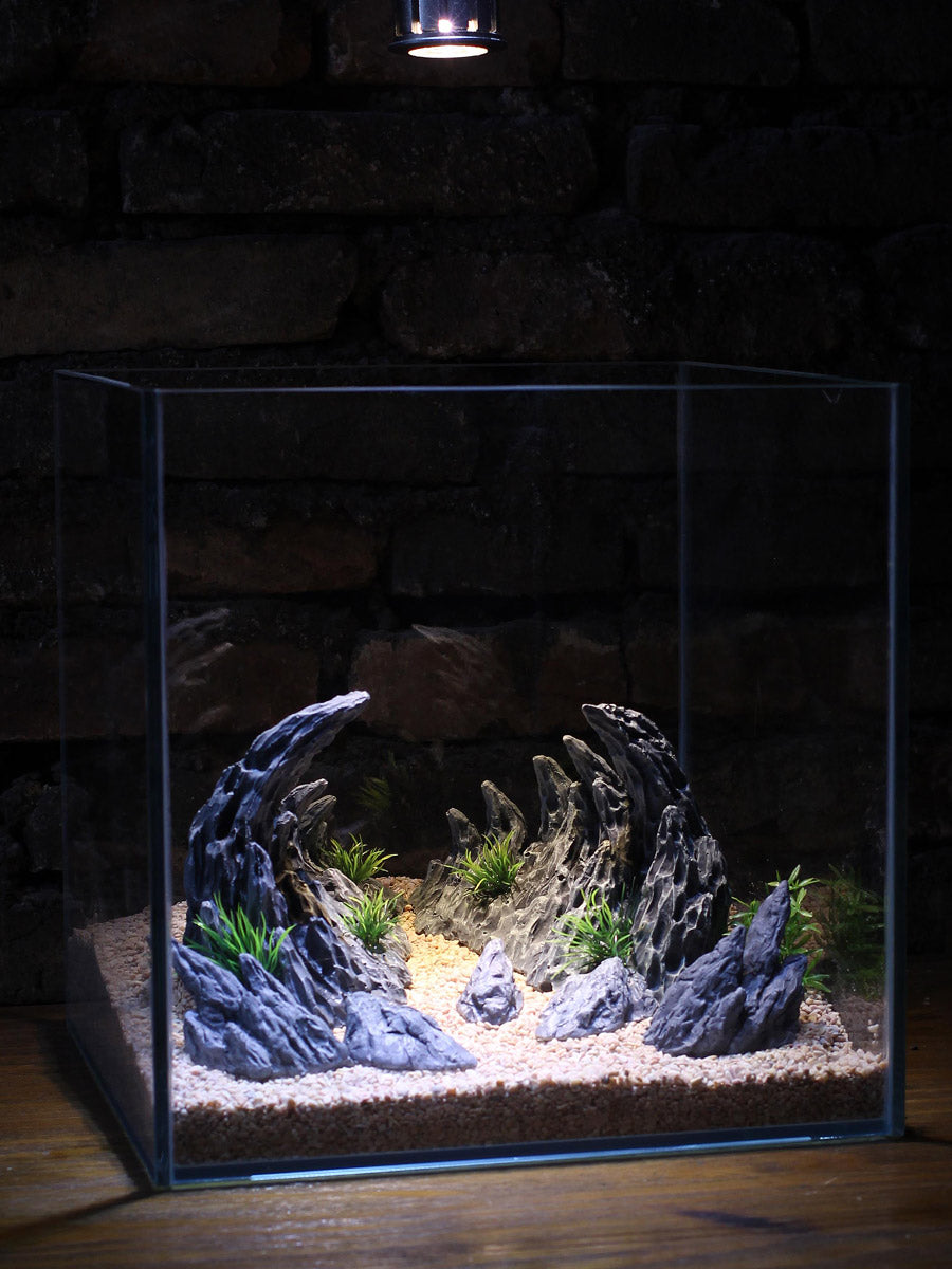 Blue Dragon Stone Canyon Aquarium Decoration Set - Rockery and Aquatic Plant Ornaments