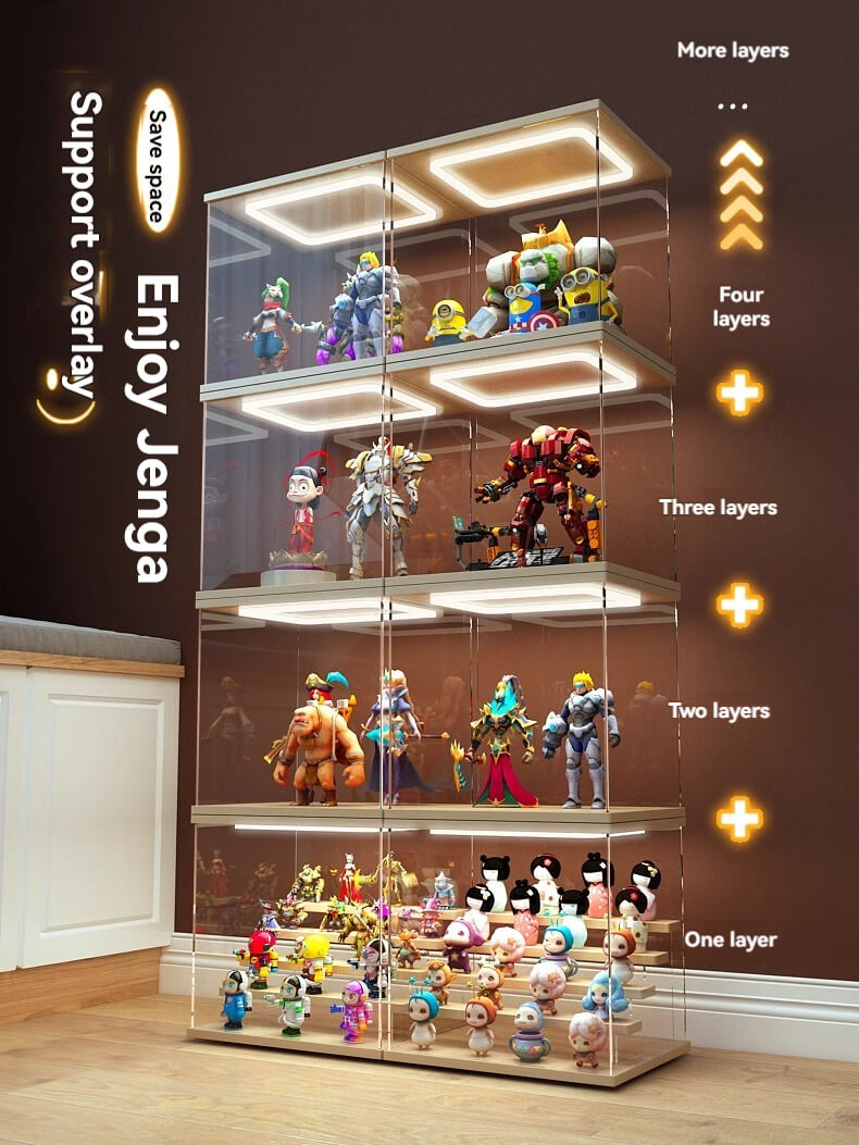 Customized Lighted Acrylic Display Box - High Transparency for Gundam, Hand Models, and LEGO