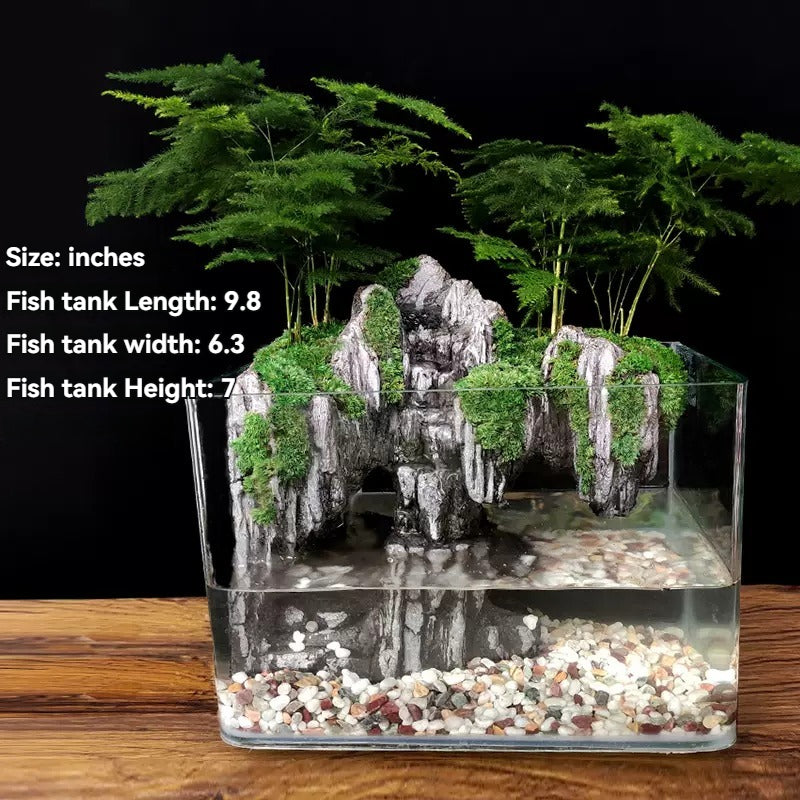 Complete Ecological Micro Landscape Fish Tank - Flowing Water Desktop Decoration (Plants Not Included)